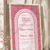 Soft Pink Floral and Gold Arch Nikkah Certificate in fancy off white frame