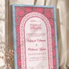 Soft Pink Floral and Gold Arch Nikkah Certificate in ice blue frame