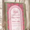Soft Pink Floral and Gold Arch Nikkah Certificate in olive green frame