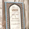 Tan Andalusian Star Mosaic Nikkah Certificate in ice blue frame