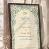 Teal Arabesque Arch Nikkah Certificate in fancy black frame