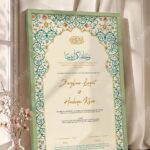 Teal Arabesque Arch Nikkah Certificate in olive green frame