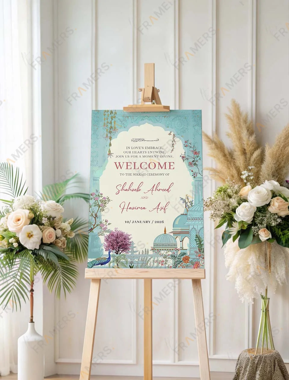 Wooden and acrylic wedding welcome boards